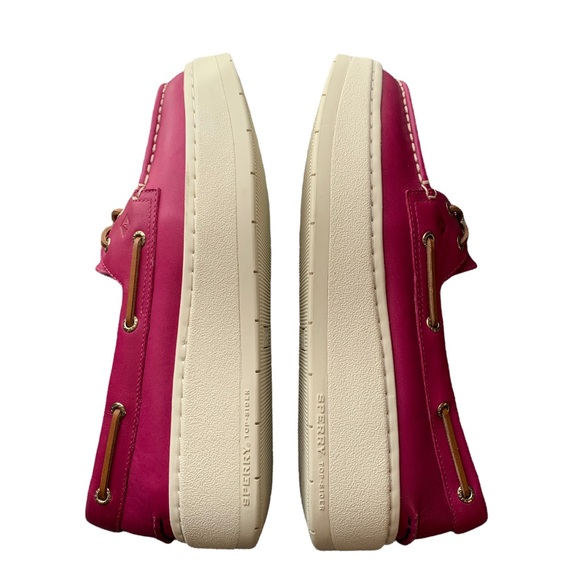 Sperry Pink A/O Top Sider Platform Leather Shoes Size 8.5 - Picture 5 of 16